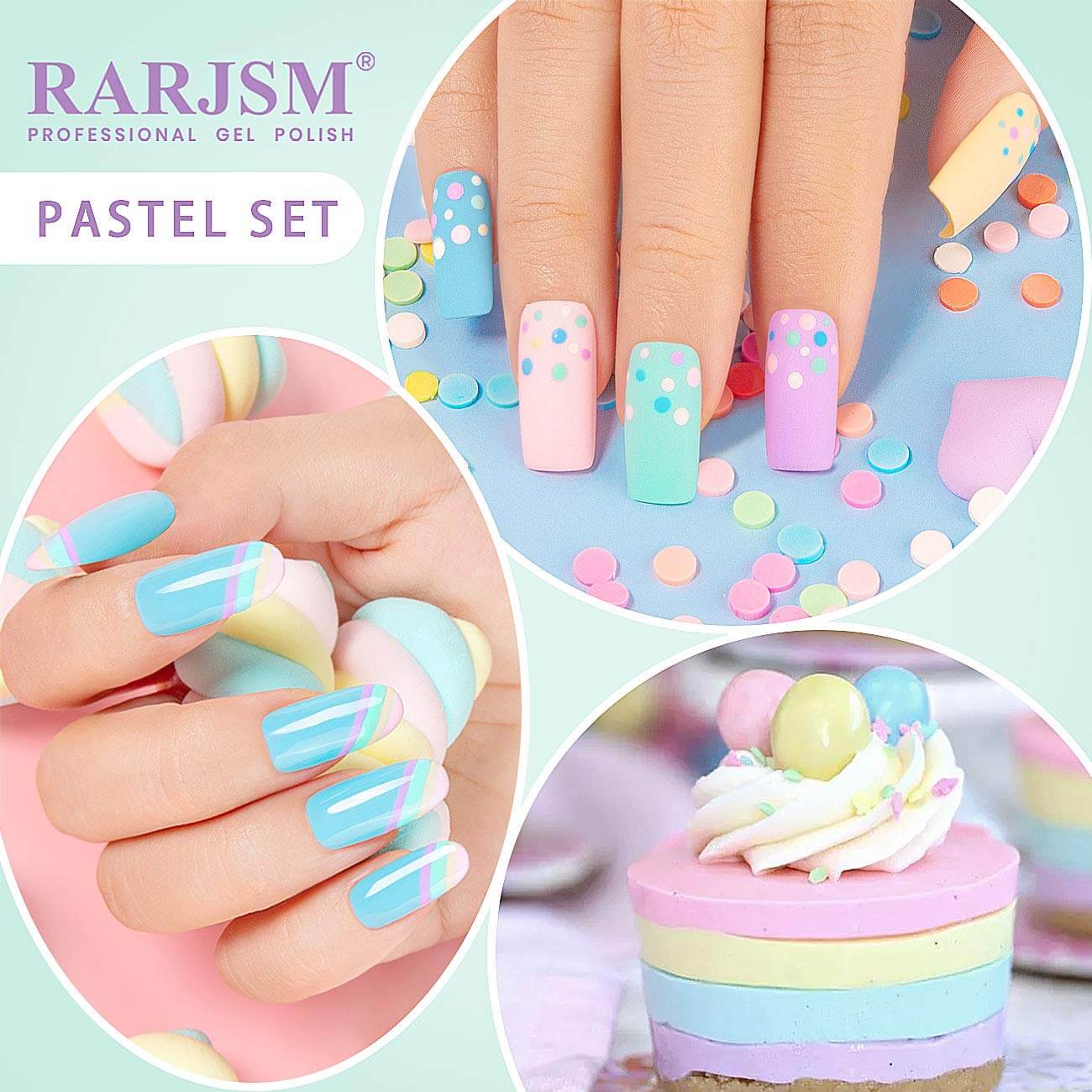 RARJSM ®Classic Color Gel Set |Cotton Candy Gel Nail Polish Kit| Set of 6 Light Neon Colors| 7.5ml 6pcs