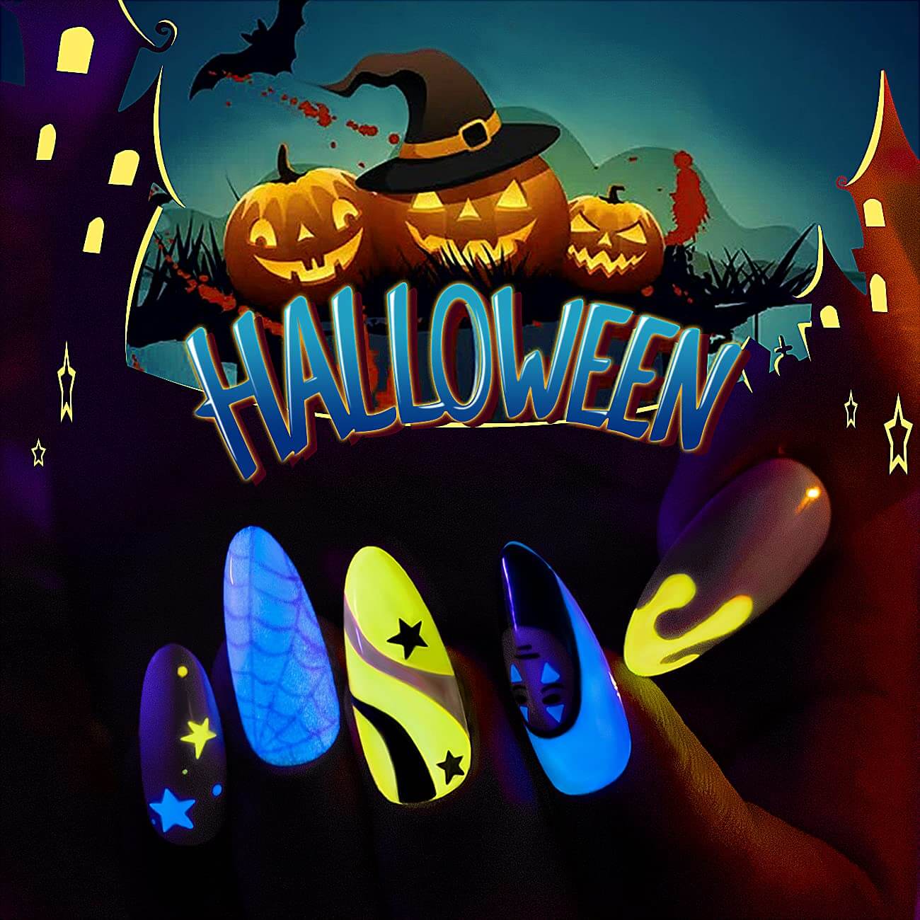 RARJSM ® Halloween 12 Colors Glow In The Dark Nail Art Gel Liner Polish Set|8ml 12pcs