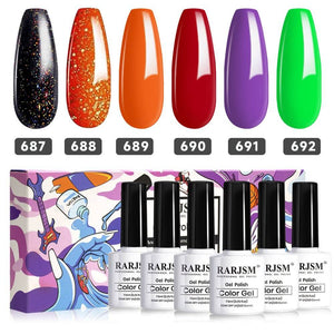RARJSM ® Halloween Series Autumn Pumpkin 6 Shades Gel Nail Polish Set|7.5ml 6pcs