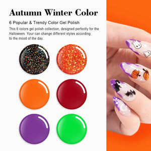 RARJSM ® Halloween Series Autumn Pumpkin 6 Shades Gel Nail Polish Set|7.5ml 6pcs
