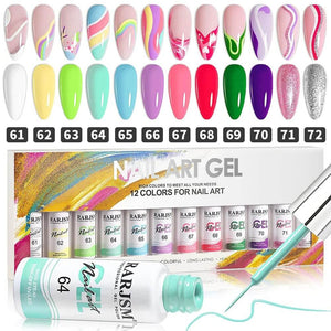 RARJSM ® Nail Art Gel Liner | 12 Colors Candy Color Painting Nail Gel Polish Set|8ml 12pcs