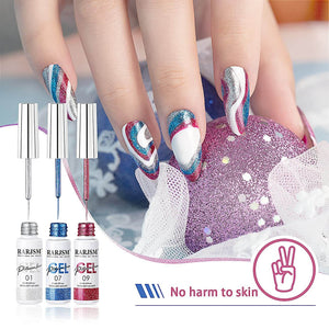 RARJSM ® Nail Art Gel Liner | 12 Colors Matallic Glitter Painting Nail Gel Polish Set|8ml 12pcs