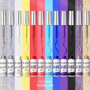 RARJSM ® Nail Art Gel Liner | 12 Colors Primary Color Painting Nail Gel Polish Set|8ml 12pcs