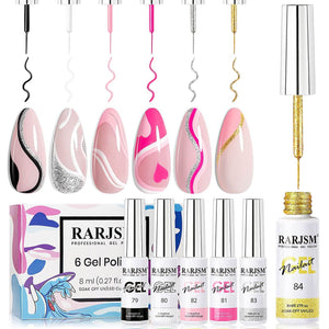 RARJSM ® Nail Art Gel Liner | 6 Classic Colors Pastel Color Painting Nail Gel Polish Set|8ml 6pcs