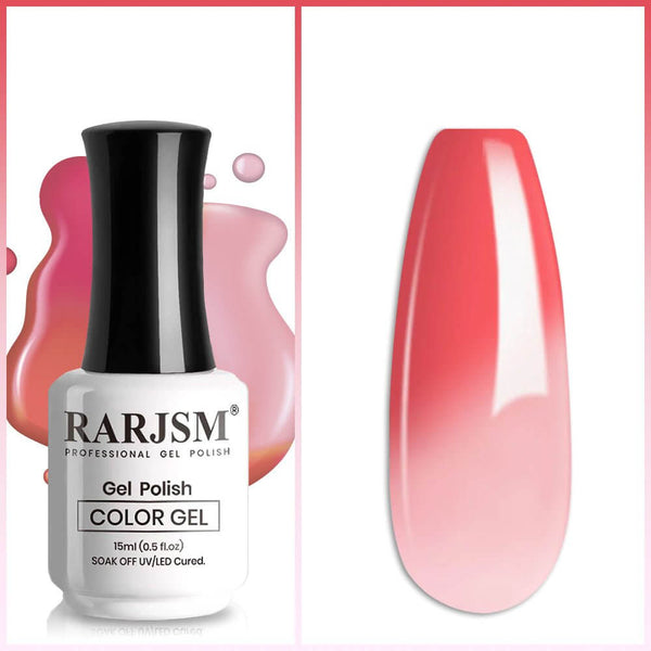 RARJSM ®Red to Pink temperature color changing gel nail polish