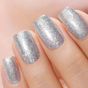 RARJSM ® Silver Shiny Metallic Diamond Glitter Gel Nail Polish