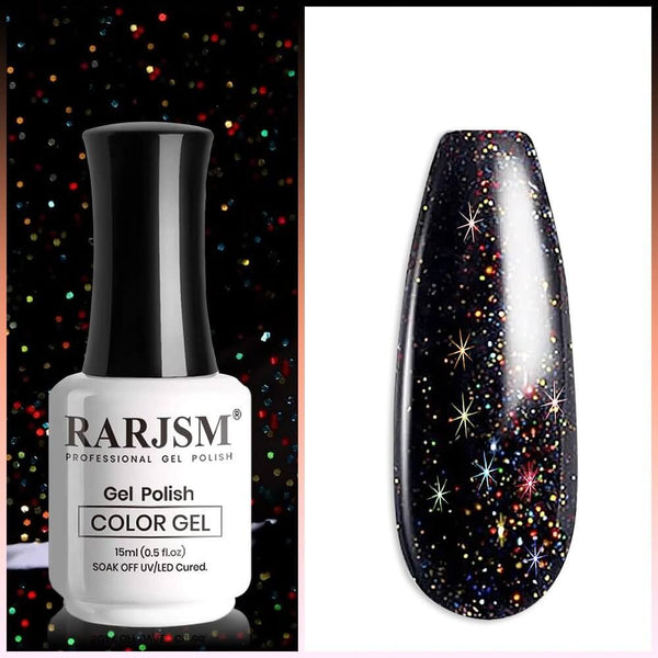 RARJSM ® Sparkly Black Diamond Glitter Gel Nail Polish 15ml #736