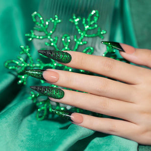 RARJSM ® Christmas Sparkly Green Diamond Glitter Gel Nail Polish