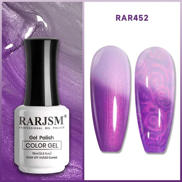 RARJSM ® Violet Pink Color Changing Thread pearl gel nail polish15ml #452