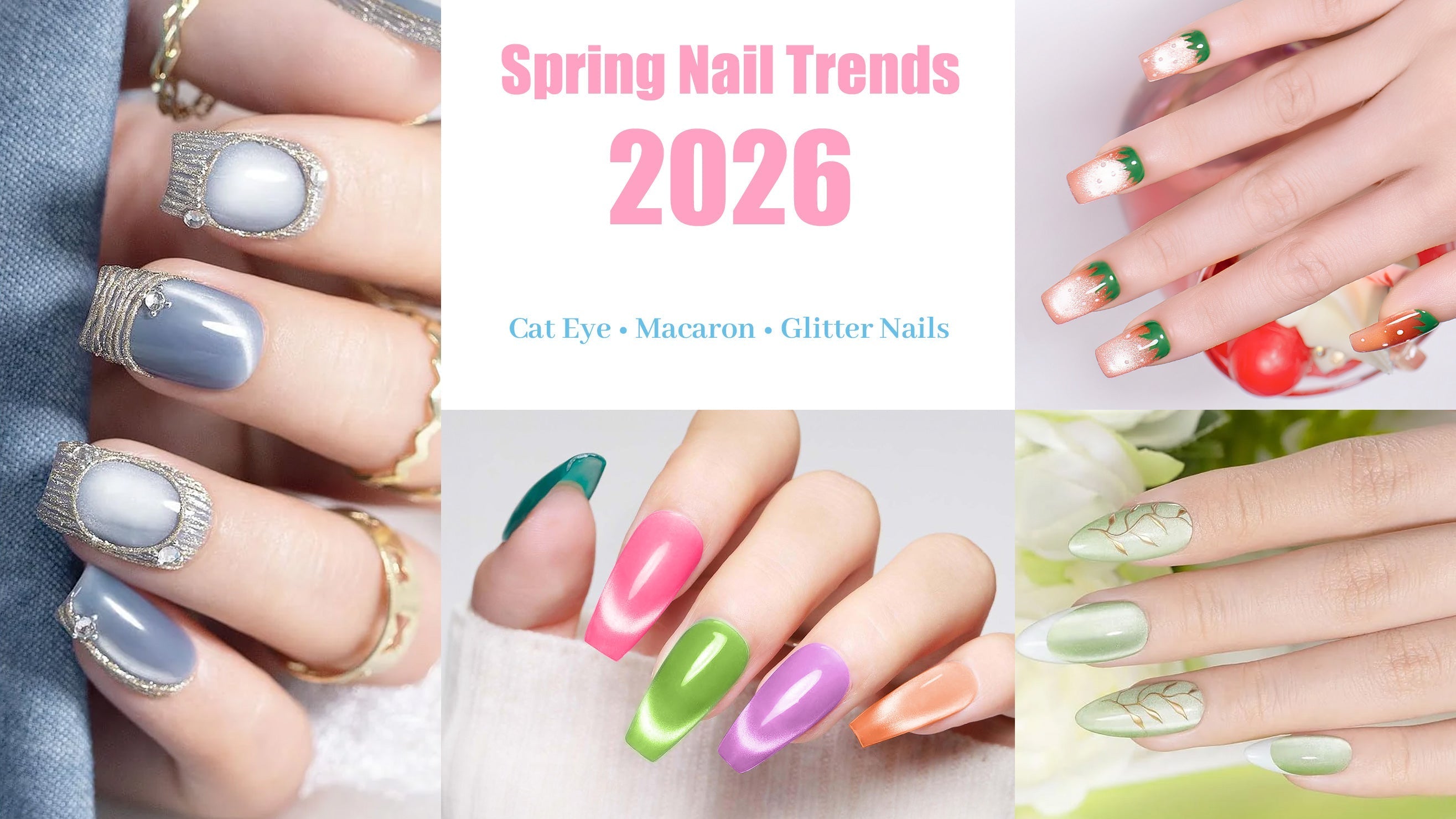Spring Nail Trends 2026: Cat Eye, Macaron &amp; Glitter Gel Nails | RARJS