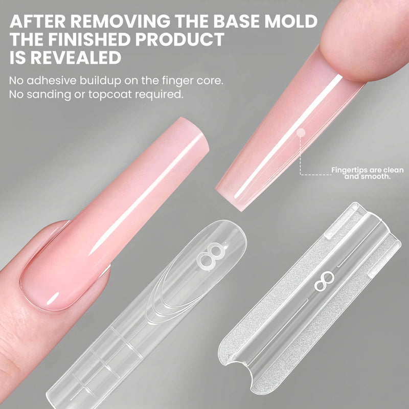 After removing base mold finished product revealed clean fingertips no adhesive buildup no sanding required smooth
