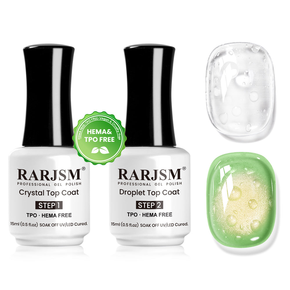 Set de Top Coat 3D Droplet - Top Coat en Gel con Efecto Cristal y Gota de Lluvia 15ml 2PCS - Libre de TPO y HEMA