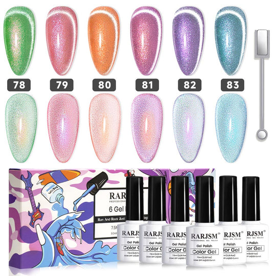 Set di smalti gel per unghie Cat Eye 6 colori luccicanti Velvet 7,5 ml