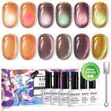 Tawny Eclipse Cat Eye Gel Polish Set - 6 Vintage Brown Tones Magnetic Sheer Jelly 7.5ml - TPO & HEMA Free