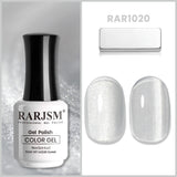RAR1020 silver white cat eye gel polish 15ml HEMA free bright shimmer topper pearlescent versatile overlay bridal winter

