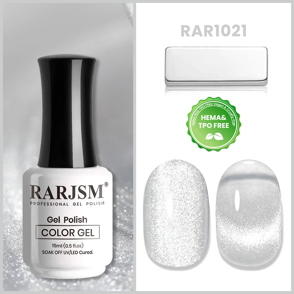 Diamond silver cat eye gel polish 15ml bright shimmer topper HEMA free bridal winter wedding elegant party
