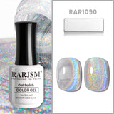 RAR1090 Rainbow Blue Purple cat eye gel polish 15ml HEMA TPO free vegan magnetic holographic shimmer crystal clear
