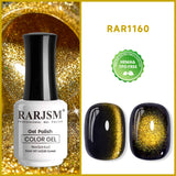 RARJSM black gold ceramic cat eye gel polish 15ml 1160 HEMA TPO free vegan metallic shimmer
