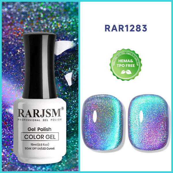 Blue Purple Holographic  Cat Eye Gel Nail Polish 15ml #1283