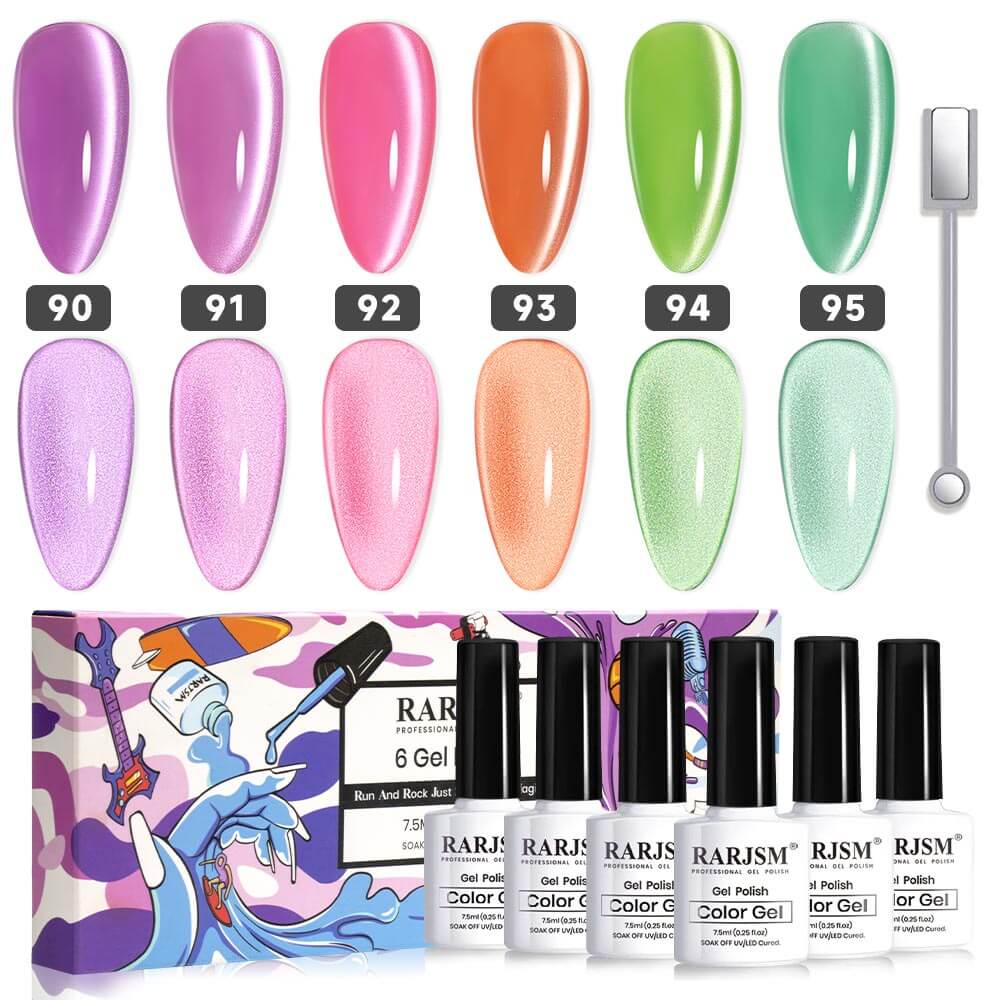 Set di smalti gel per unghie Cat Eye in velluto colorato estivo in 6 colori 7,5 ml