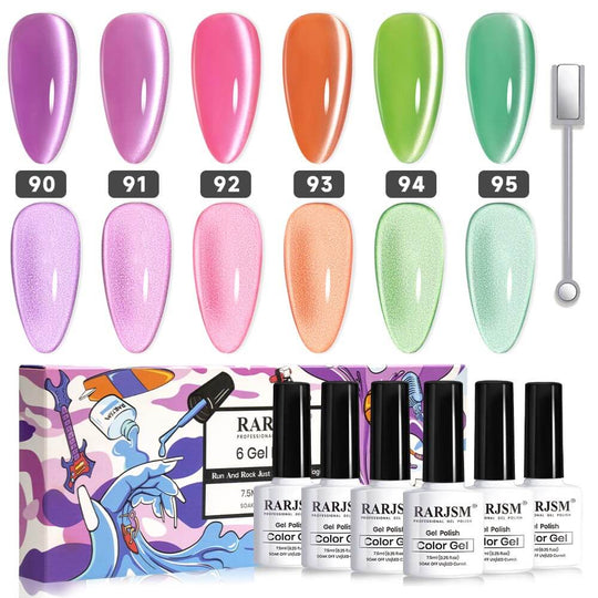 6 Colors Colorful summer Moonlit Velvet Cat Eye Gel Nail Polish Set 7.5 ml