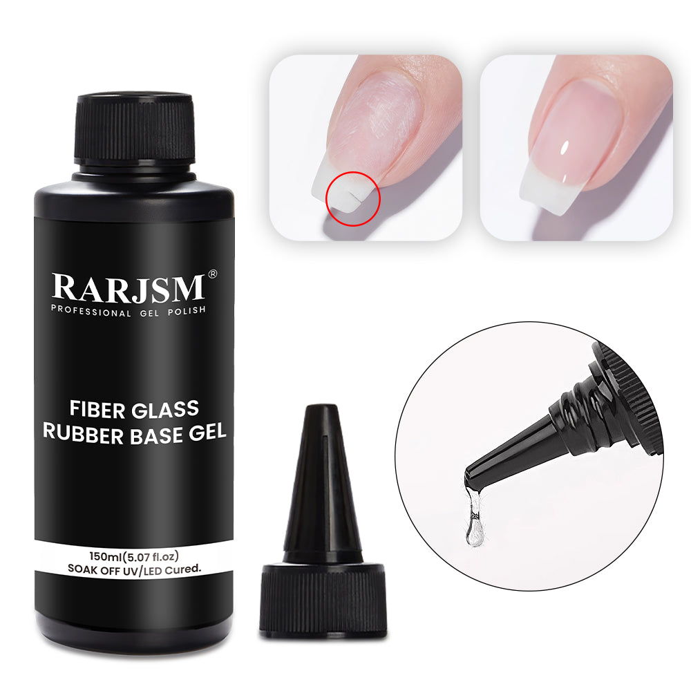 Fiber Glass Rubber Base Gel application tutorial top coat color gel fiber base gel nail layer structure
