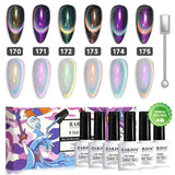 2 IN 1 Holographic Galaxy Cat Eye Gel Polish TPO HEMA Free 6 Colors Set 7.5ml