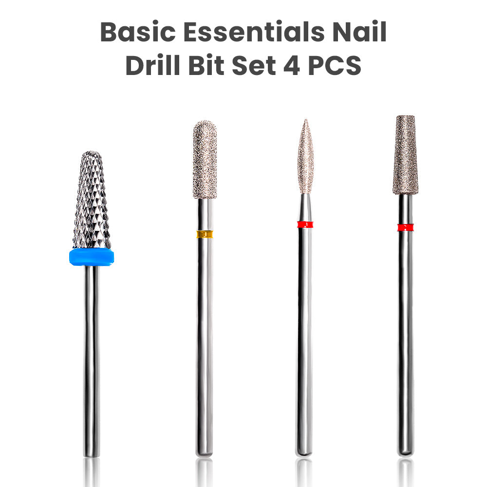 4 professional drill bits assorted shapes sizes tungsten carbide bits gel removal cuticle care nail shaping included
