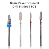 4 professional drill bits assorted shapes sizes tungsten carbide bits gel removal cuticle care nail shaping included
