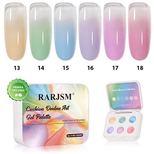 Pastel Reverie Cushion Ombre Art Gel Palette - 6 Pastel Colors, TPO & HEMA Free