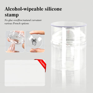 Alcohol-wipeable silicone nail stamp clear transparent stamper with protective cover waterproof dustproof reusable nail art tool
