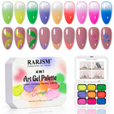 Neon Bloom 4 IN 1 Art Gel Palette - 9 Vivid Summer Shades Ombre Stamping Painting Emboss 2.5g - TPO & HEMA Free