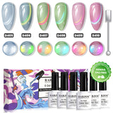 Fantasy Crystal Glaze Dual Cat Eye Gel Polish Set - 6 Colors Iridescent Prism Effect Soak Off 7.5ml TPO & HEMA Free