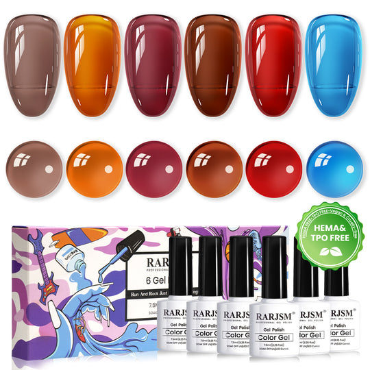Smoky Crystal Glass Jelly Gel Polish Set | 6 Colors, 7.5ml Each | TPO & HEMA Free