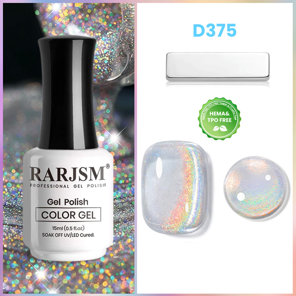 Vernis Gel Effet Chat Arc-en-ciel Pailleté Crystal Aurora D375 15ml - Sans TPO ni HEMA