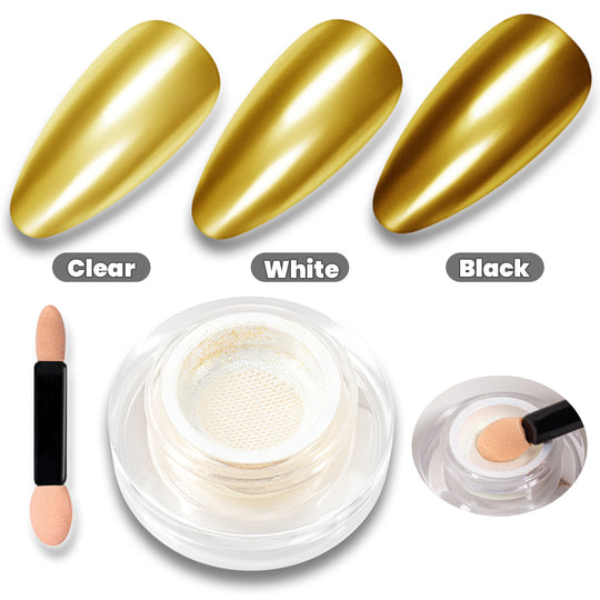 Gold Cushion Chrome Nail Powder | Mirror, Starry & 3D Effect