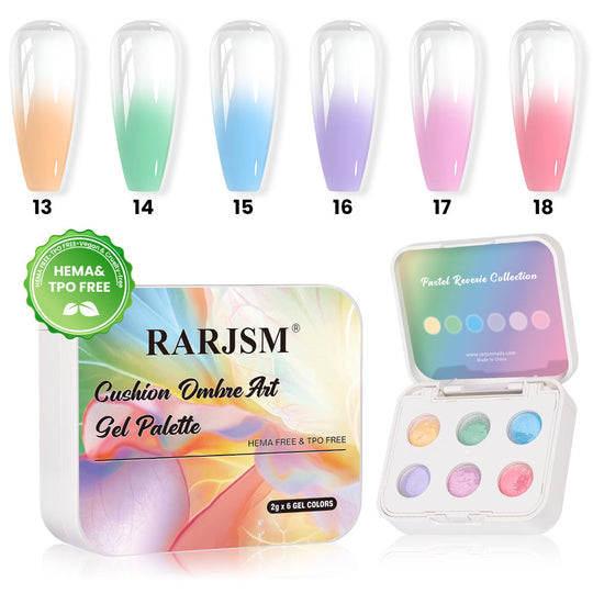RARJSM Pastel Reverie Cushion Ombre Art Gel Palette 6 pastel colors open view A Dash of Color
