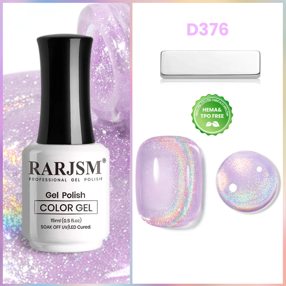 Vernis Gel Yeux de Chat Pailleté Arc-en-Ciel Rêve de Lavande D376 15ml - Sans TPO ni HEMA