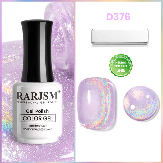 Lavender Dream Rainbow Glitter Cat Eye Gel Polish D376 15ml - TPO & HEMA Free