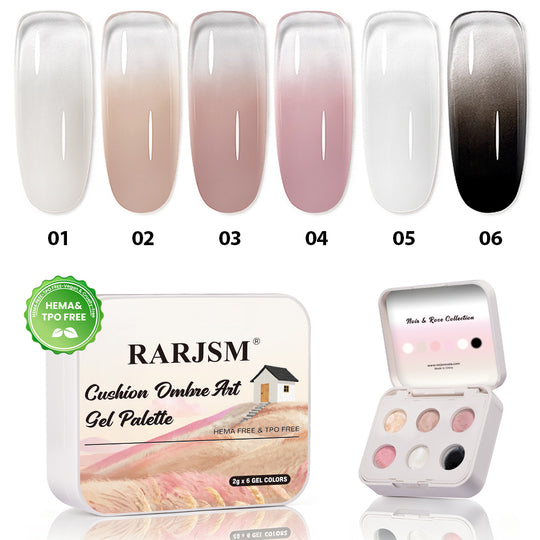 Noir & Rose Cushion Ombre Art Gel Palette - 6 Daily Basic Colors, TPO & HEMA Free