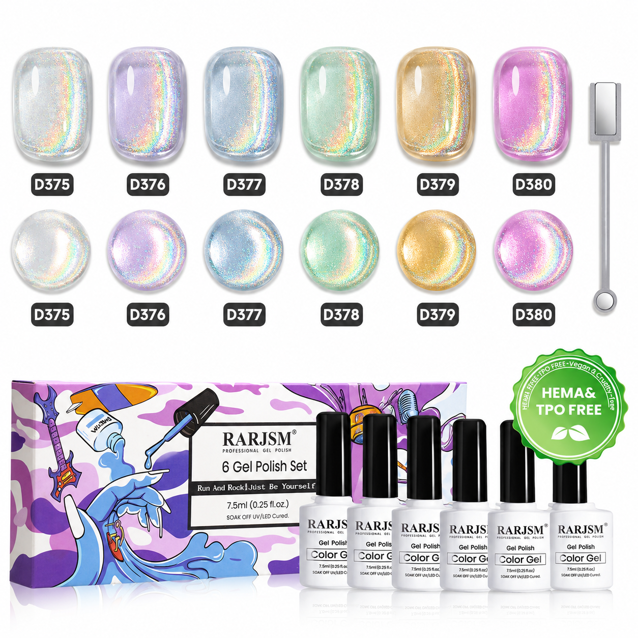Fairy Dream Jelly Cat Eye Gel Polish Set - 6 Colors Spring-Summer Iridescent Collection 7.5ml - TPO & HEMA Free