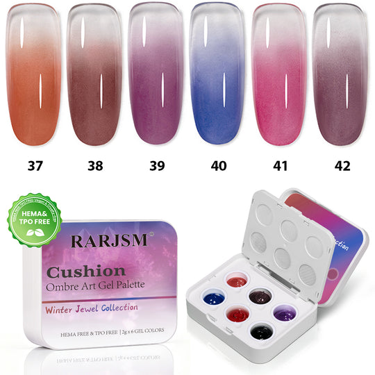 Winter Jewel Cushion Ombre Art Gel Palette - 6 Berry & Jewel Tones, TPO & HEMA Free