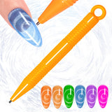 Double-ended cat eye magnet pen orange 10cm dual magnetic wand tool ergonomic grip professional nail art
