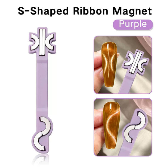 S-Shaped Ribbon Cat Eye Magnet | Dual-Head Strong Magnet for Nail Art