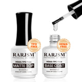 Ensemble Base et Top Coat Sans HEMA & TPO 15 ml - Fond de Vernis Gel Professionnel, Scellant 2 pcs