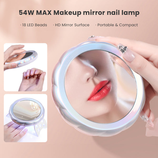 2 IN 1 Nail Lamp & Makeup Mirror Combo 54W Mini UV Light Therapy Dryer