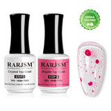 RARJSM 3D Magenta Droplet Top Coat Set - Crystal Top Coat Step 1 and Magenta Droplet Top Coat Step 2, TPO HEMA Free, 15ml each
