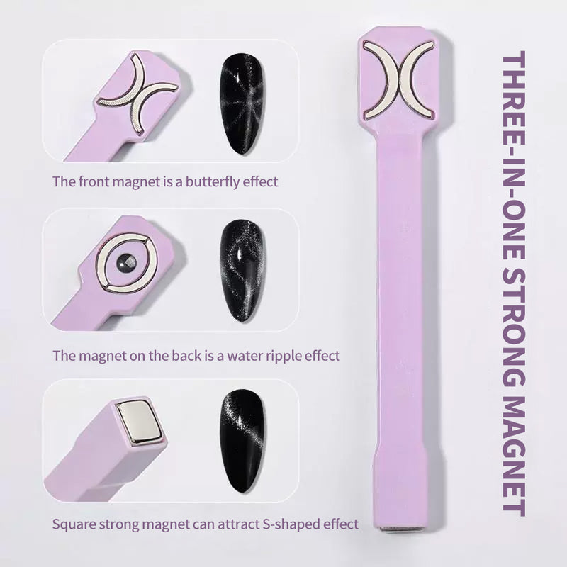 3-in-1 strong magnet specifications - front butterfly effect, back water ripple effect, square S-shaped magnet
