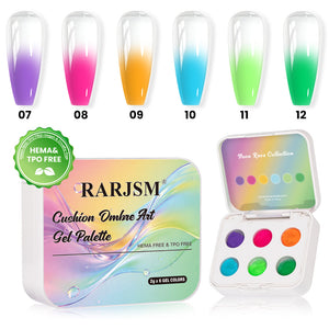 RARJSM Neon Rave Cushion Ombre Art Gel Palette easy to apply gradient nail art result