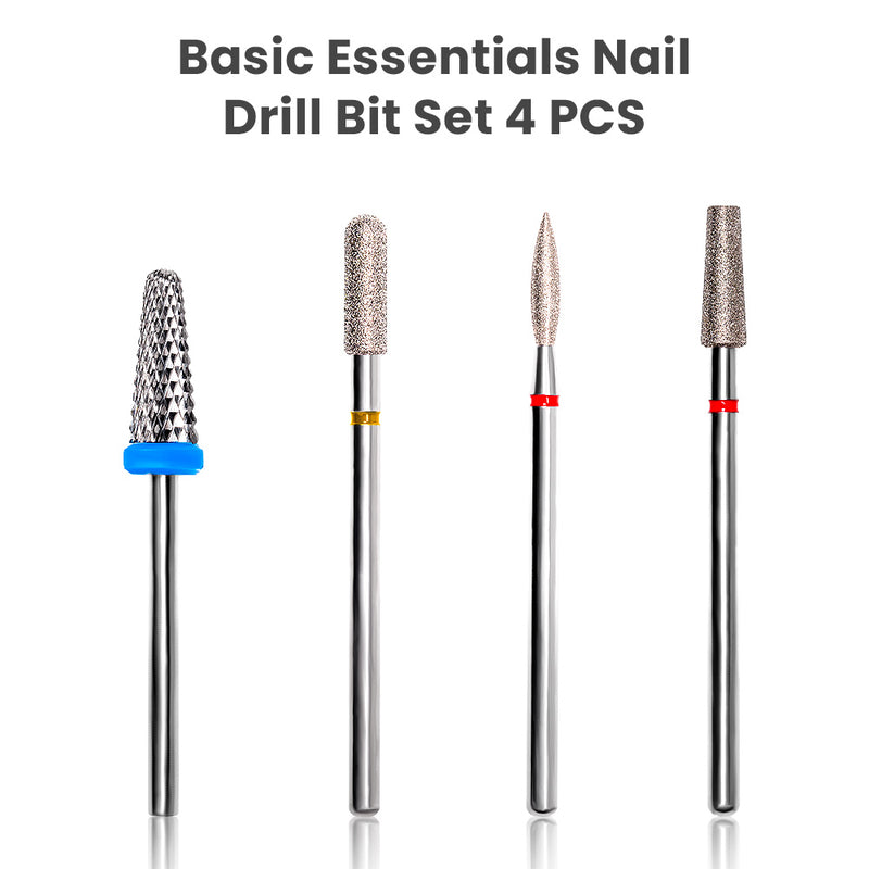 Nail Drill Bit Set 4 pcs pointed tungsten steel precision needle cone flame cylinder professional manicure tools
